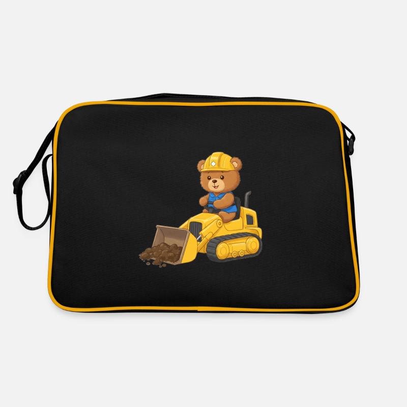 Teddy Bear Construction Worker Retro Bag