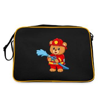 Teddy bear firefighter with hose - Retro Bag - black/gold - Back