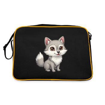 Animal Cartoon Wolf - Retro Bag - black/gold - Back