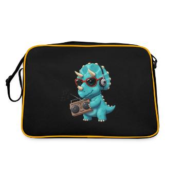 Dino dessin animé tricératops écouter de la musique - Sac Retro - noir/or - Dos