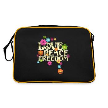 Type Retro Flower Power - Love Peace Freedom 4 - Sac Retro - noir/or - Dos
