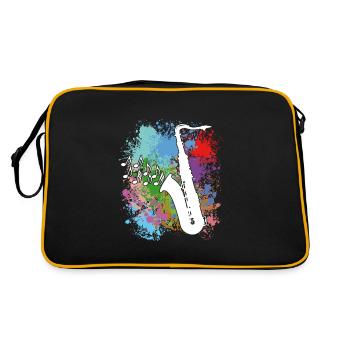 Saxophone on splashes of color - Retro Bag - black/gold - Back