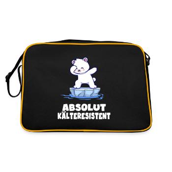 eisbader kälteresistenter eisbär geht eisbaden - Retro Tasche - Schwarz/Gold - Hinten