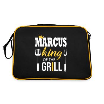 Marcus, König des Grills - Retro Tasche - Schwarz/Gold - Hinten