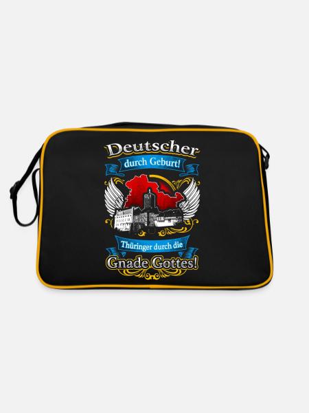 Stolzer Thüringer – Tradition in der Heimat - Retro Tasche - Schwarz/Gold - Hinten