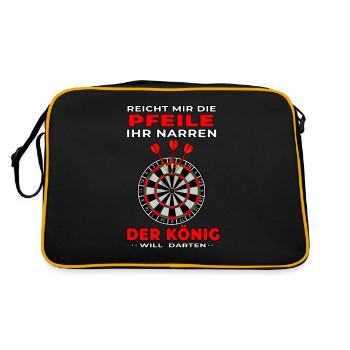König will Darten Darts Dart Dartspieler 180 - Retro Tasche - Schwarz/Gold - Hinten