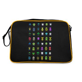Süße Roboter Muster - Retro Tasche - Schwarz/Gold - Hinten