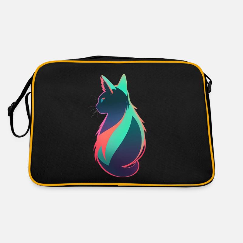 wundervolle Katze neon bunt farbenfroh Retro Tasche