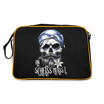 Grantler Trachtenshirt bayrische Mundart Dialekt - Retro Tasche - Schwarz/Gold - Hinten