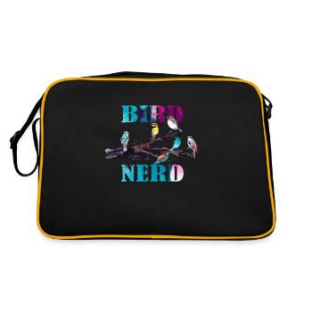 Bird Nerd Lustiges Vogel Design - Retro Tasche - Schwarz/Gold - Hinten