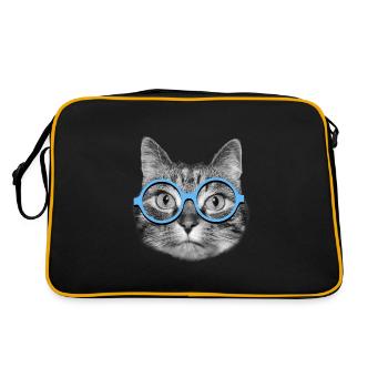 Chat portant des lunettes bleues - Sac Retro - noir/or - Dos