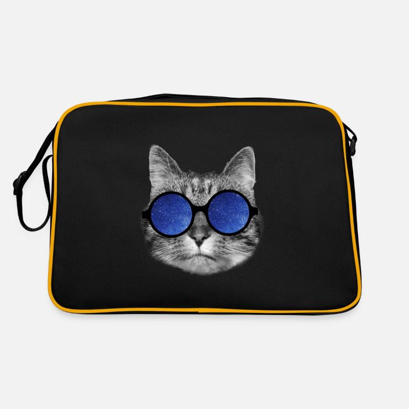 Galaxy cat - Retro Tasche - Schwarz/Gold