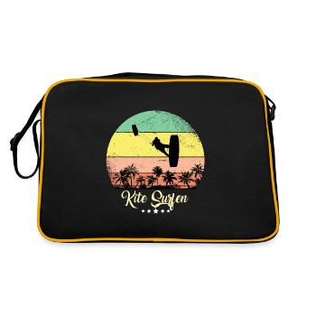 Kite Surfing Surfer Vintage Retro Sunset - Retro Bag - black/gold - Back