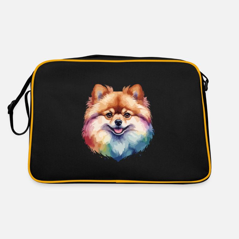 Zwergspitzer Hund bunt und niedlich Retro Tasche