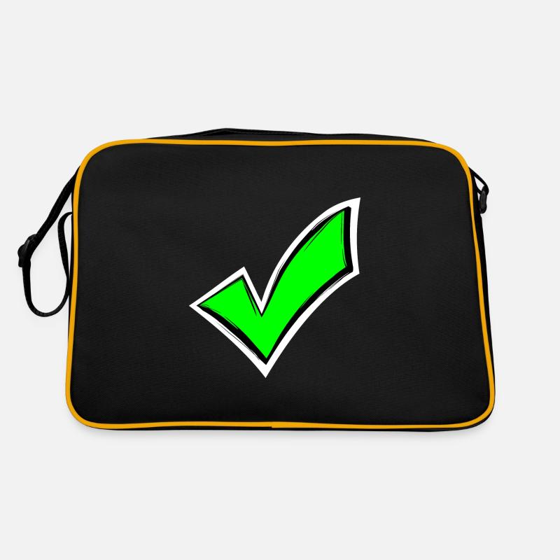 Häkchen hacken Farbig gesehen - Retro Tasche - Schwarz/Gold