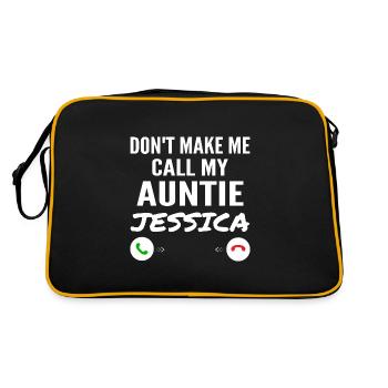Einschließlich Make Me Call My Auntie Jessica Funny Grandkid - Retro Tasche - Schwarz/Gold - Hinten