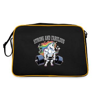 Unicorn Power - Retro Tasche - Schwarz/Gold - Hinten