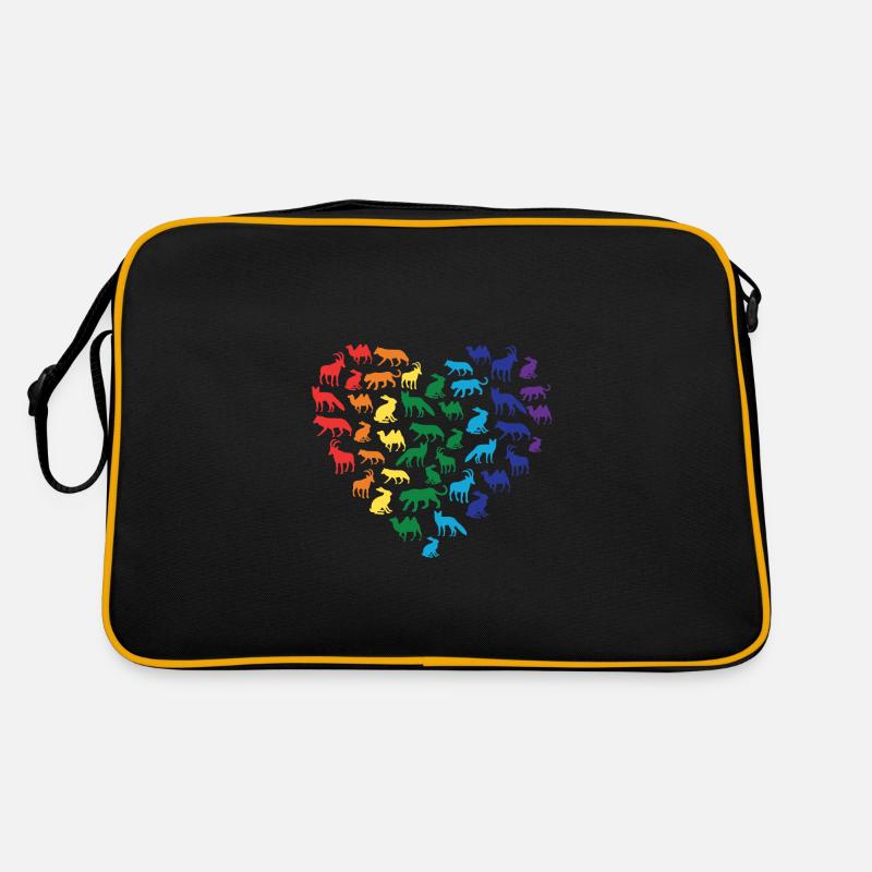 Tierliebe - Regenbogen Herz Retro Tasche