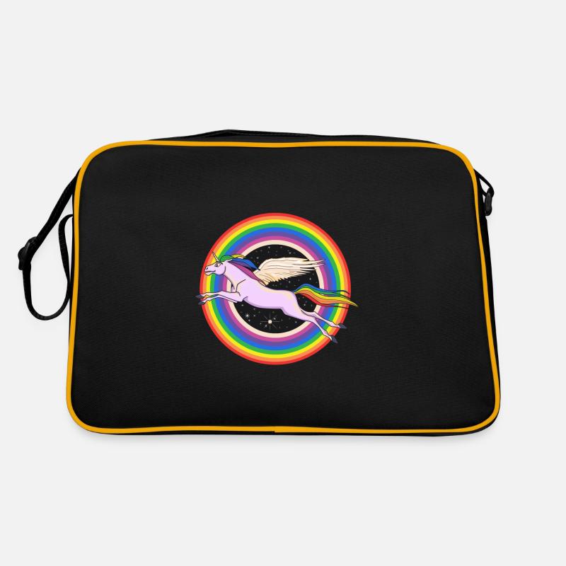 Einhorn mit Flügelkarikatur-Geschenk Retro Tasche
