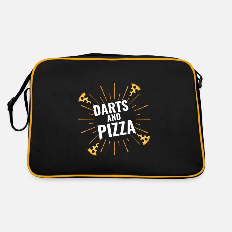 Darts & Pizza - Retro Tasche - Schwarz/Gold