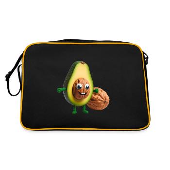 Avocado mit Walnusskern - Retro Tasche - Schwarz/Gold - Hinten
