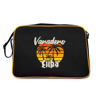 Varadero Cuba Sonnenuntergang - Retro Tasche - Schwarz/Gold - Hinten