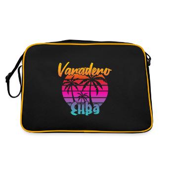 Varadero Cuba Sonnenuntergang - Retro Tasche - Schwarz/Gold - Hinten