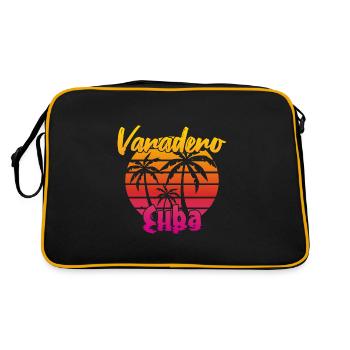 Varadero Cuba Sonnenuntergang - Retro Tasche - Schwarz/Gold - Hinten