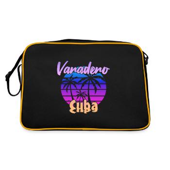 Varadero Cuba Sonnenuntergang - Retro Tasche - Schwarz/Gold - Hinten