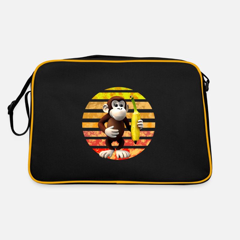 Bananen Affe - Retro Tasche - Schwarz/Gold