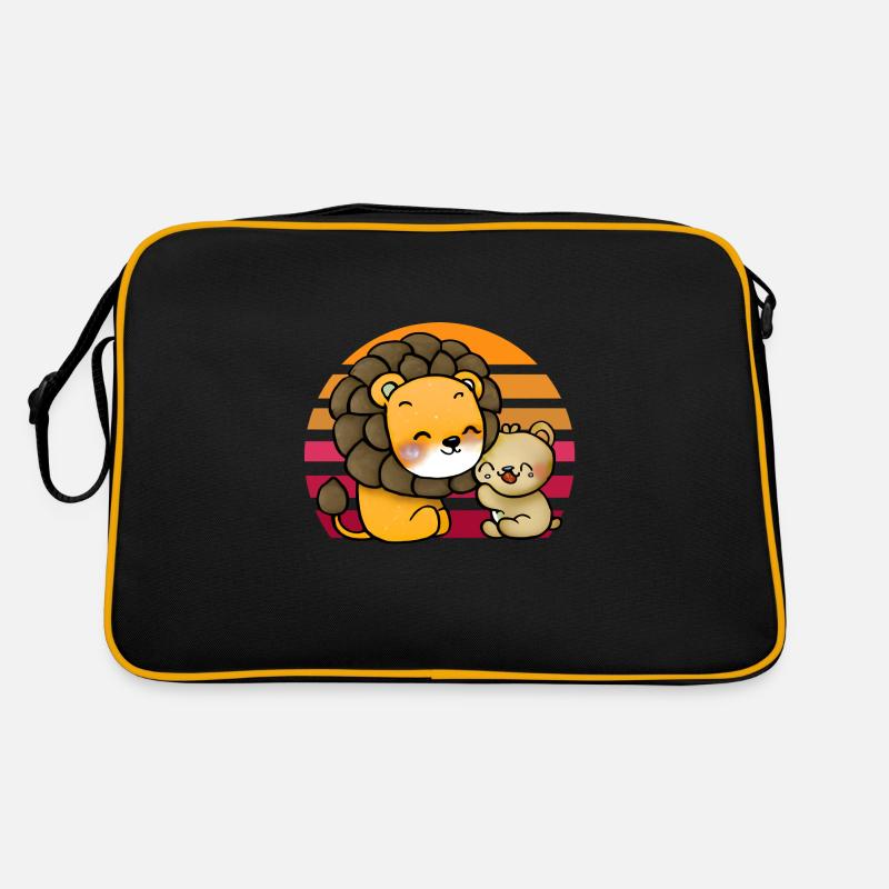 Löwe kuschelt Bär Retro Tasche