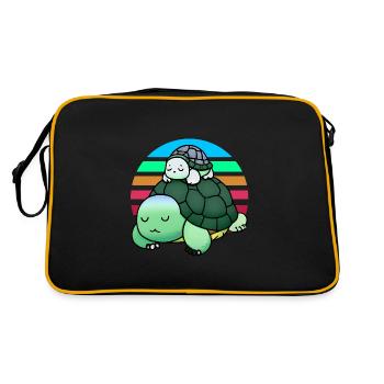Schlafende Schildkröten weckt man nicht - Retro Tasche - Schwarz/Gold - Hinten