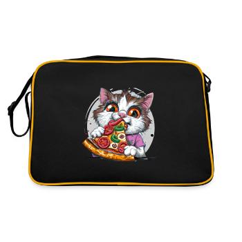 Pizza Katze - Retro Tasche - Schwarz/Gold - Hinten