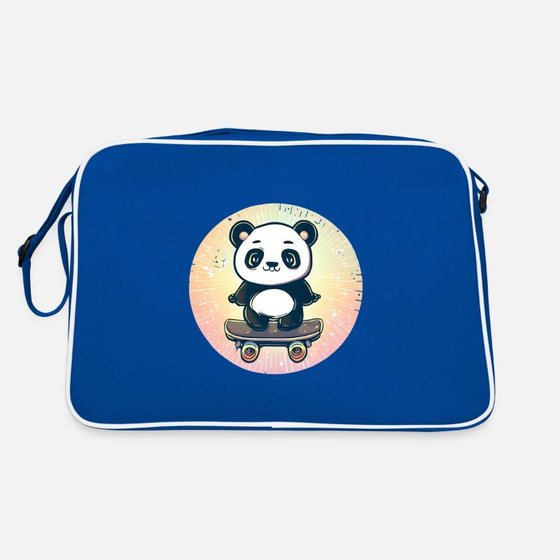 Panda skateboard au coucher du soleil Sac Retro
