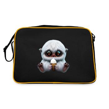 Yeti mit Softeis - Retro Tasche - Schwarz/Gold - Hinten