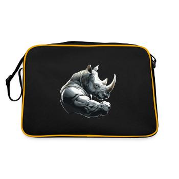 Nashorn Gewichtheben Fitness-Studio - Retro Tasche - Schwarz/Gold - Hinten