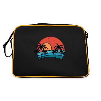 Palmiers / plage / coucher de soleil / fête sur la plage - Sac Retro - noir/or - Dos