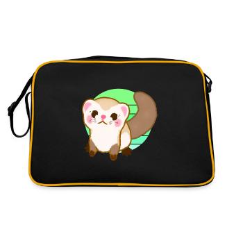 Frettchen Sonnenuntergang - Retro Tasche - Schwarz/Gold - Hinten