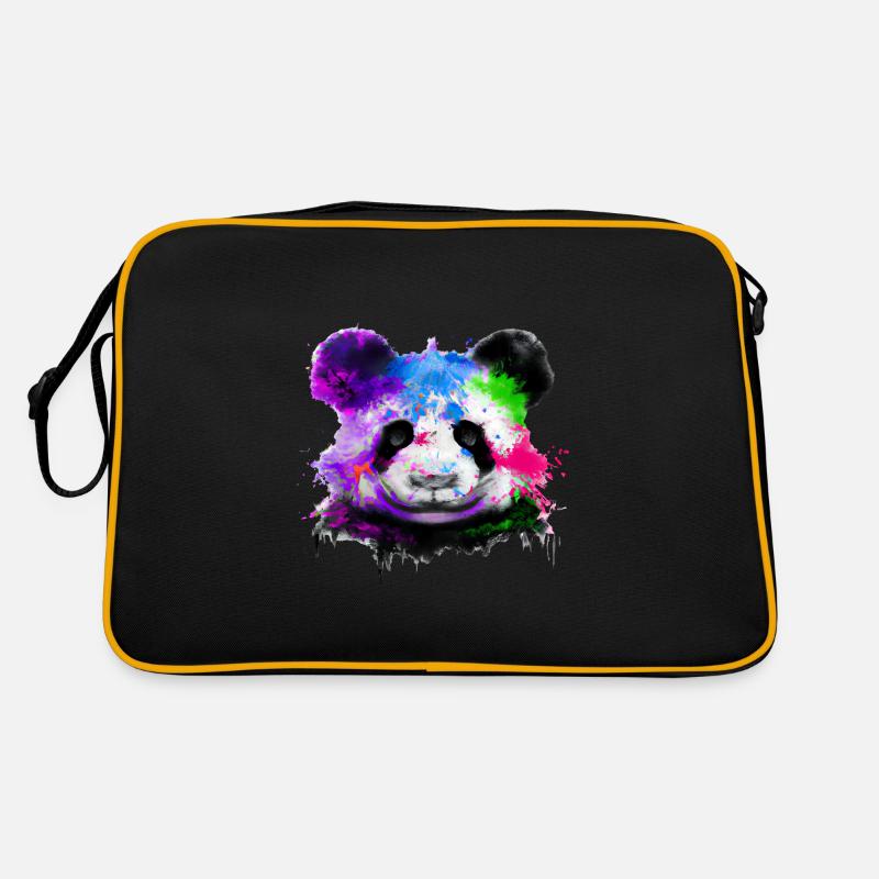 Bunter Panda - Retro Tasche - Schwarz/Gold