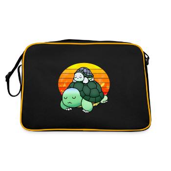 Schlafende Schildkröten weckt man nicht - Retro Tasche - Schwarz/Gold - Hinten