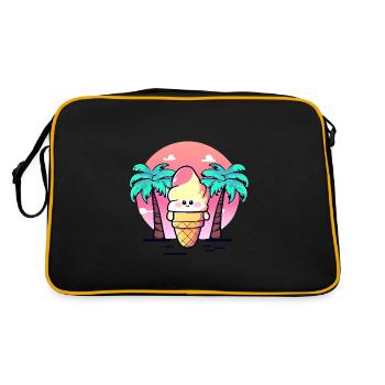 Softeis unter Palmen im Sonnenuntergang - Retro Tasche - Schwarz/Gold - Hinten