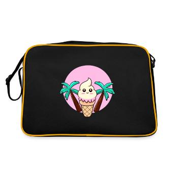 Softeis unter Palmen im Sonnenuntergang - Retro Tasche - Schwarz/Gold - Hinten