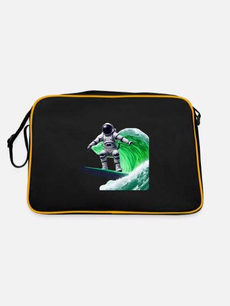 Green Waves Surfing Astronaut - Retro Bag - black/gold - Back