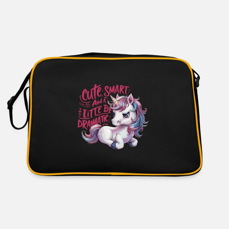 Funny Cute Smart Dramatic Unicorn Einhorn Retro Tasche