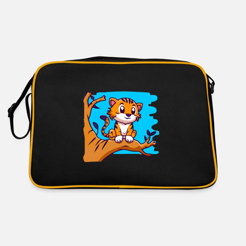 Tiger auf einem Baum Retro Tasche