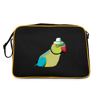 Indischer Ringelhals Papagei - Retro Tasche - Schwarz/Gold - Hinten
