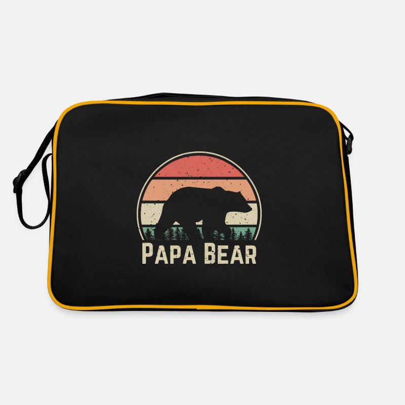 Papa Bär Bester Papa Bären Starker Vater Papabär - Retro Tasche - Schwarz/Gold