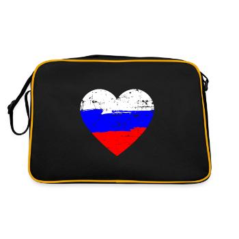 Drapeau du cœur de la Russie - Sac Retro - noir/or - Dos