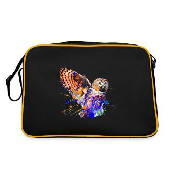 Bunte Eule - Retro Tasche - Schwarz/Gold - Hinten