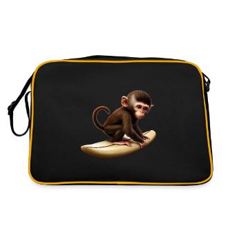 Surfer Affe - Retro Tasche - Schwarz/Gold - Hinten